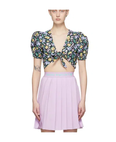 Versace Jeans Short Printed Blouse In Purple