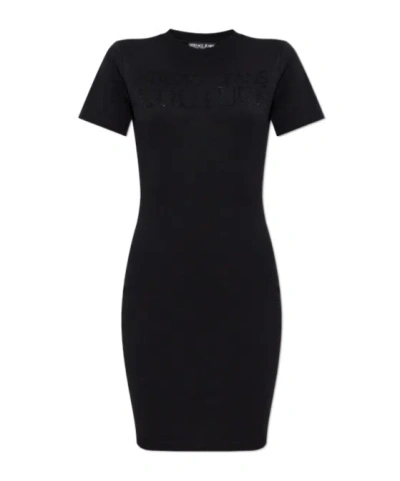 Versace Jeans Short Sleeve Dress In Black