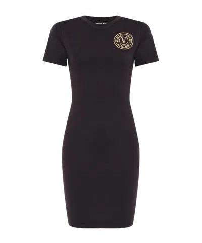 Versace Jeans Short Sleeve Dress In Black