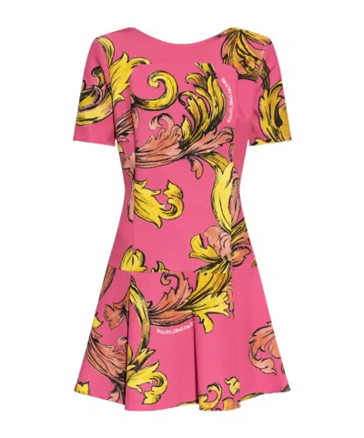 Versace Jeans Short Sleeve Dress In Pink