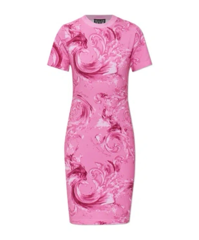 Versace Jeans Short-sleeved Dress In Pink
