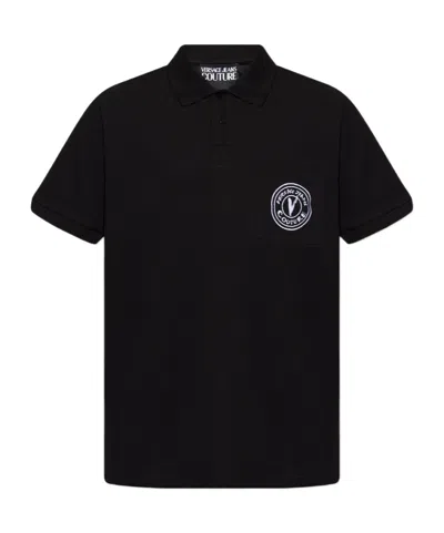 Versace Jeans Short-sleeved Polo Shirt In Black