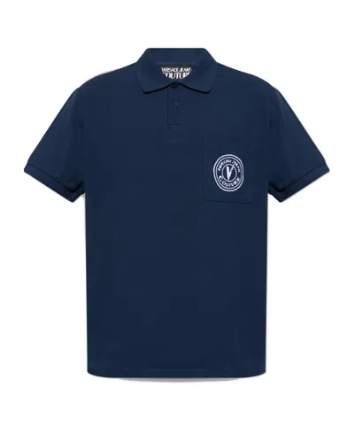Versace Jeans Short-sleeved Polo Shirt In Blue