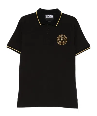 Versace Jeans Short-sleeved Polo Shirt In Black