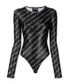 Versace Jeans Signature-print Bodysuit In Black