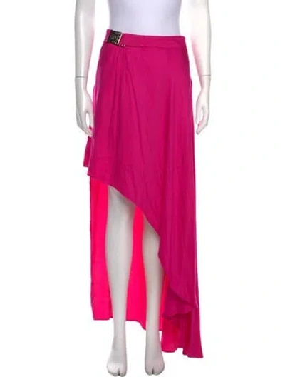 Pre-owned Versace Jeans Silk Long Skirt In Pink