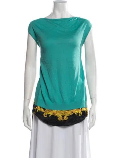 Pre-owned Versace Jeans Silk Printed Top In Blue/green