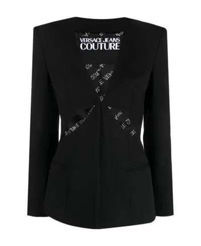 Versace Jeans Single-breasted Cut-out Blazer In Black