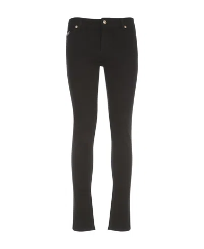 Versace Jeans Skinny Jeans W Logo On Pocket In Black