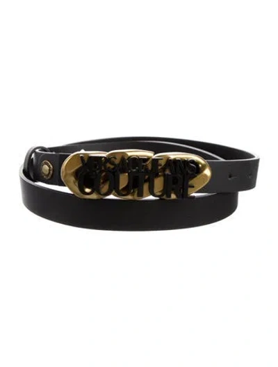 Pre-owned Versace Jeans Skinny Leather Belt In Black