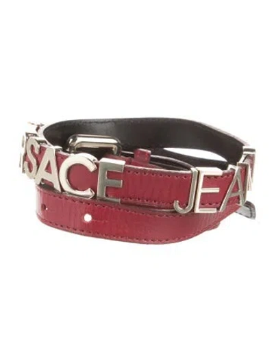 Pre-owned Versace Jeans Skinny Leather Belt In Red