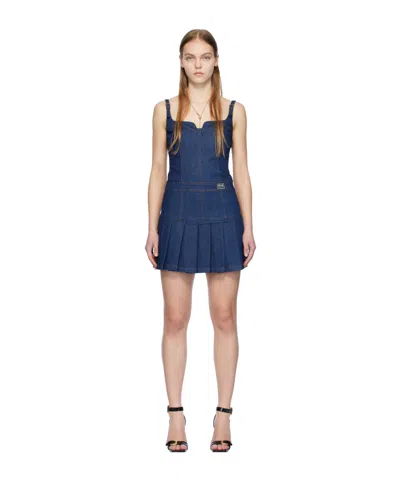 Versace Jeans Sleeveless Short Dress In Blue