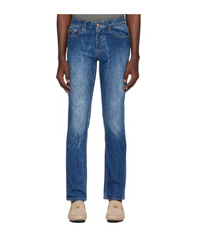 Versace Jeans Slim-fit Faded Jeans Pants In Blue