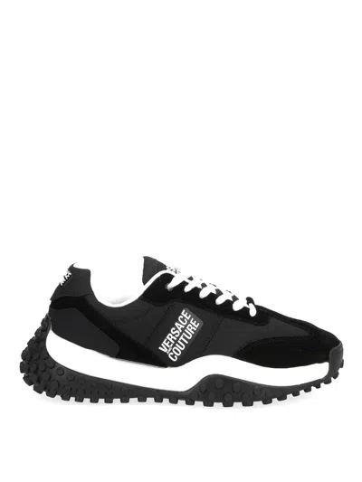 Versace Jeans Couture Logo Printed Low-top Sneakers In Black