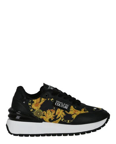 Versace Jeans Spike Chain Couture Sneakers In Black