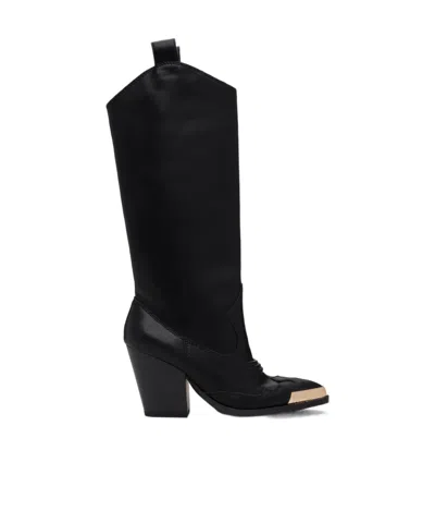 Versace Jeans Square-heeled Boots In Blue