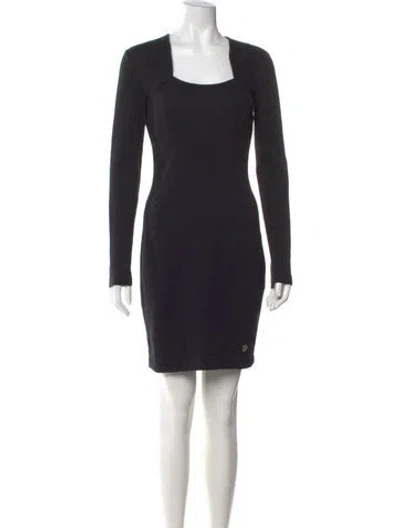 Pre-owned Versace Jeans Square Neckline Mini Dress In Black
