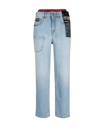 Versace Jeans Straight-leg Cropped Jeans In Blue