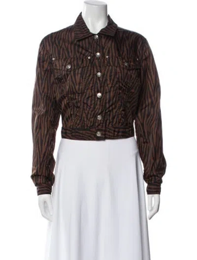 Pre-owned Versace Jeans Striped Bomber Jacket In Brown