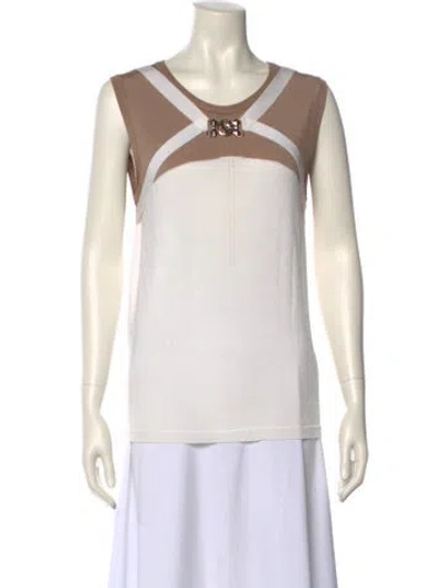 Pre-owned Versace Jeans Striped Scoop Neck Sweater In White