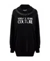 Versace Jeans Studded Logo-print Hoodie Dress In Black
