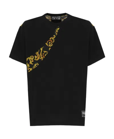 Versace Jeans T-shirt With Round Neck And Short Sleeves In Black