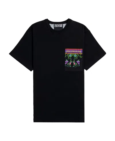 Versace Jeans T-shirt With Round Neck And Short Sleeves In Black