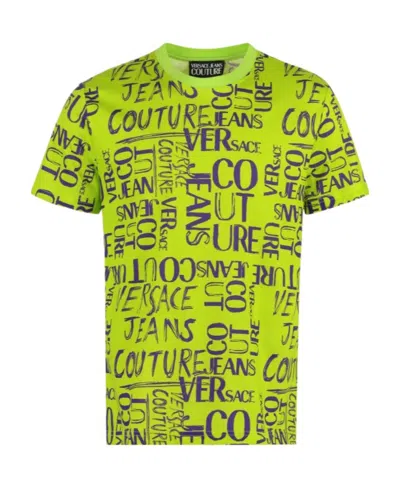 Versace Jeans T-shirt With Round Neck And Short Sleeves In Green