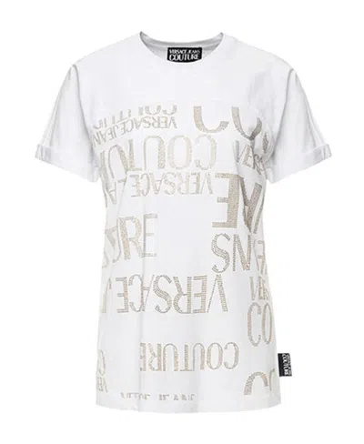 Versace Jeans T-shirt With Round Neck And Short Sleeves In White