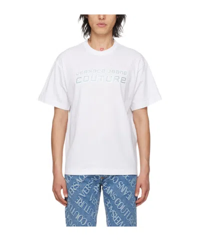 Versace Jeans T-shirt With Round Neck And Short Sleeves In White