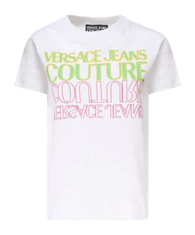 Versace Jeans T-shirt With Round Neck And Short Sleeves In White