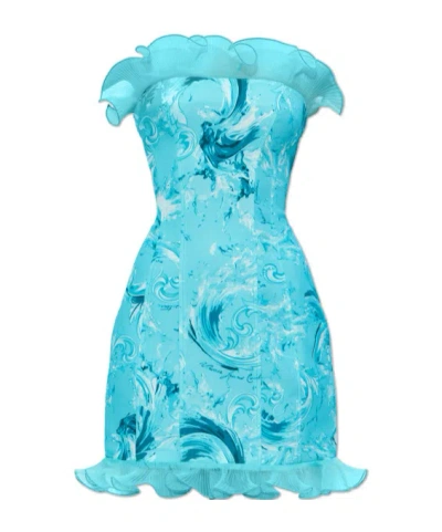 Versace Jeans Tube Top Dress In Blue