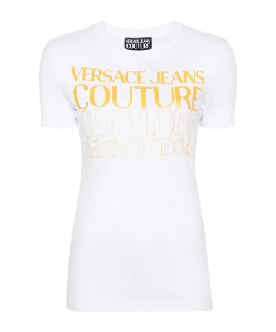 Versace Jeans Upside Down-logo Cotton T-shirt In White