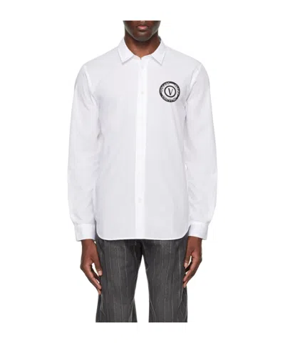 Versace Jeans V-emblem Long-sleeved Shirt In White