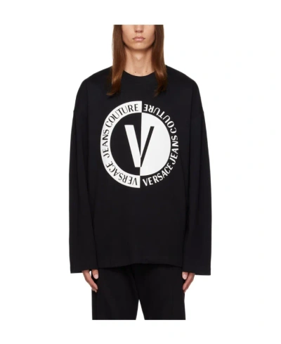 Versace Jeans V-emblem Long-sleeved T-shirt In Black