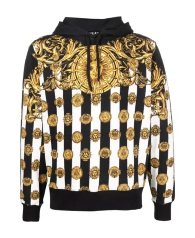 Versace Jeans V-emblem Medusa-print Fleece Hoodie In Green