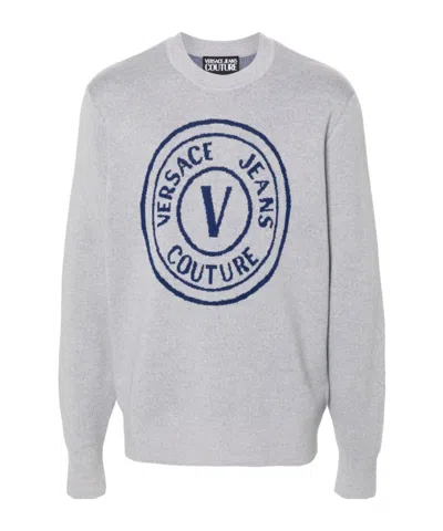 Versace Jeans V-emblem Sweater In Gray