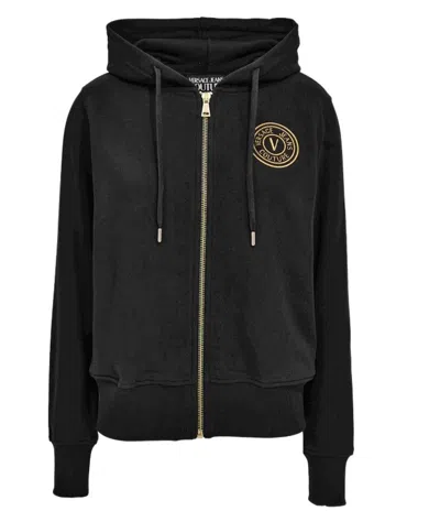 Versace Jeans V-emblem Hoodie In Black