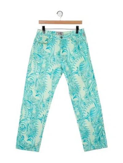 Pre-owned Versace Jeans Vintage Straight-leg Jeans In Green