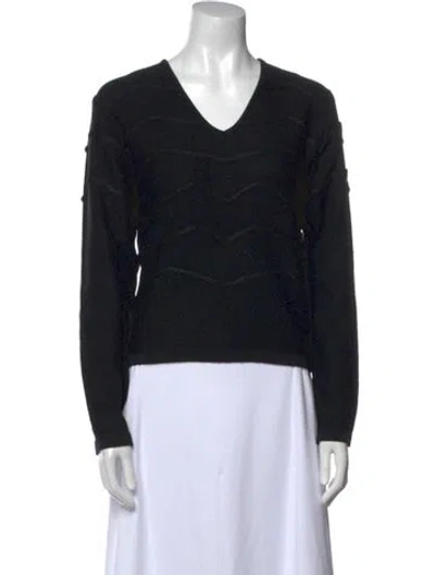 Pre-owned Versace Jeans Virgin Wool V-neck Sweater In Black