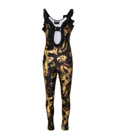Versace Jeans Watercolor Couture Jumpsuit In Black