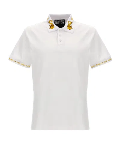 Versace Jeans Watercolor Couture-print Polo Shirt In White