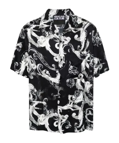 Versace Jeans Watercolor Couture-print Shirt In Multi