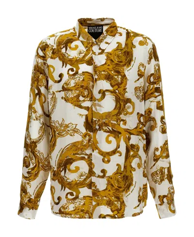 Versace Jeans Watercolor Couture Shirt In Brown