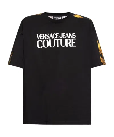 Versace Jeans Watercolour Couture-print Cotton T-shirt In Black