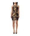 Versace Jeans Watercolour Couture-print Midi Dress In Multicolor