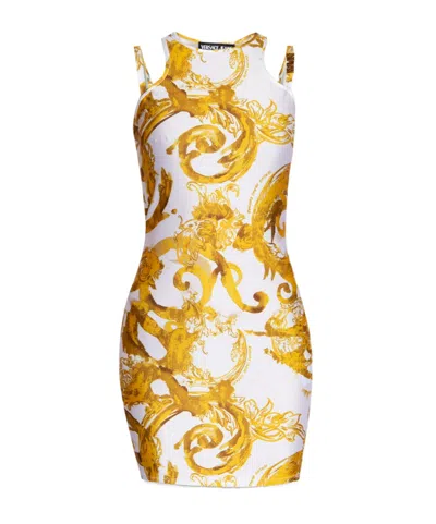 Versace Jeans Watercolour Couture-print Minidress In Multi