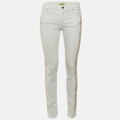 Pre-owned Versace Jeans White Denim Studded Jeans M