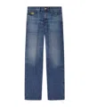 Versace Straight Trousers With Pockets And Loops In Blue
