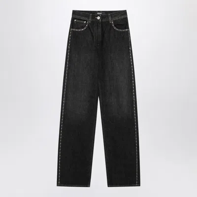 Versace Jeans With Studs And Crystals Decoration In Black